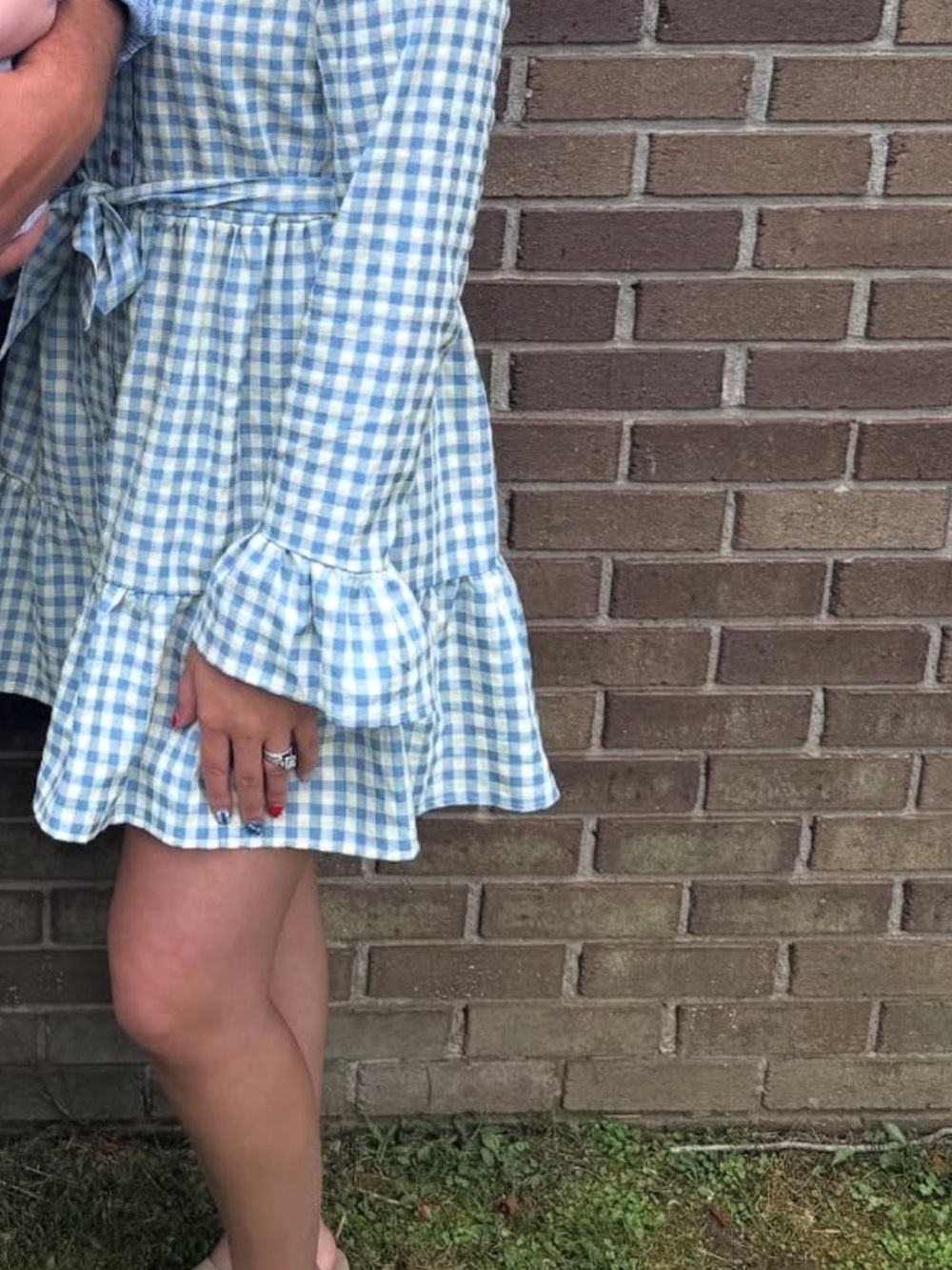 LOVERICHE Light Blue Gingham Ruffle Hem Dress - Women